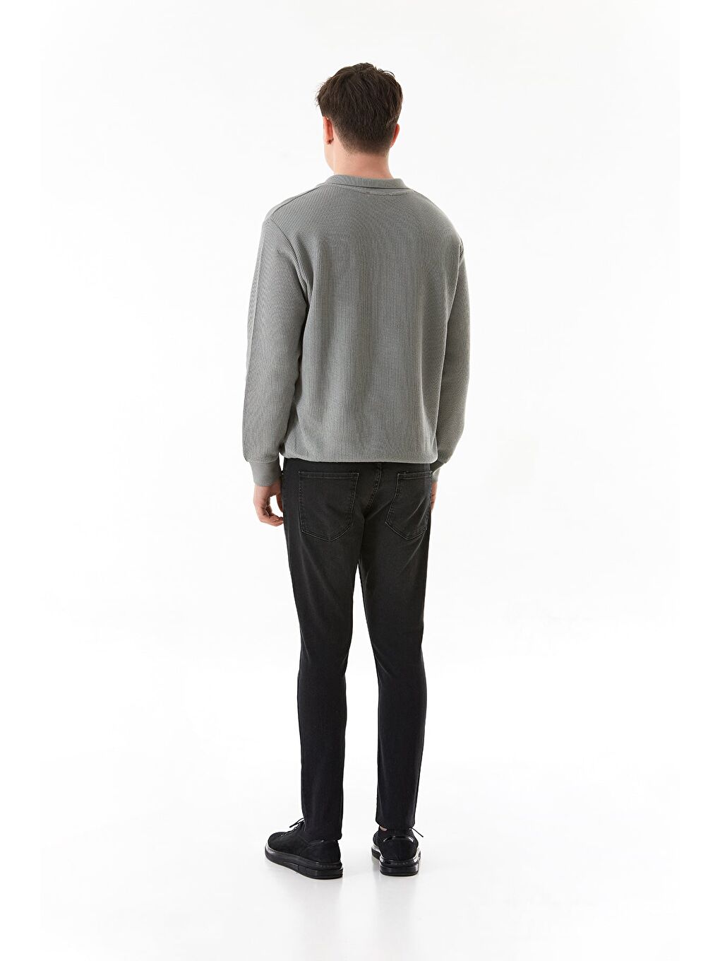 Siyah Fermuarlı Skinny Jean Pantolon-2