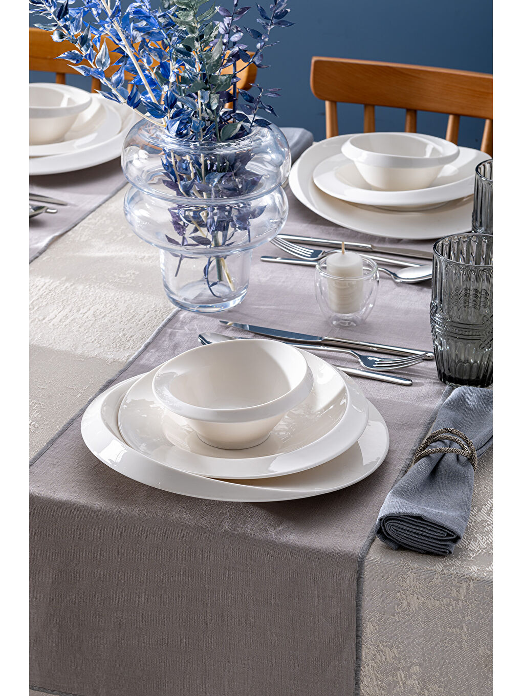 Beyaz Evren 18 Parça 6 Kişilik Yemek Takımı-4