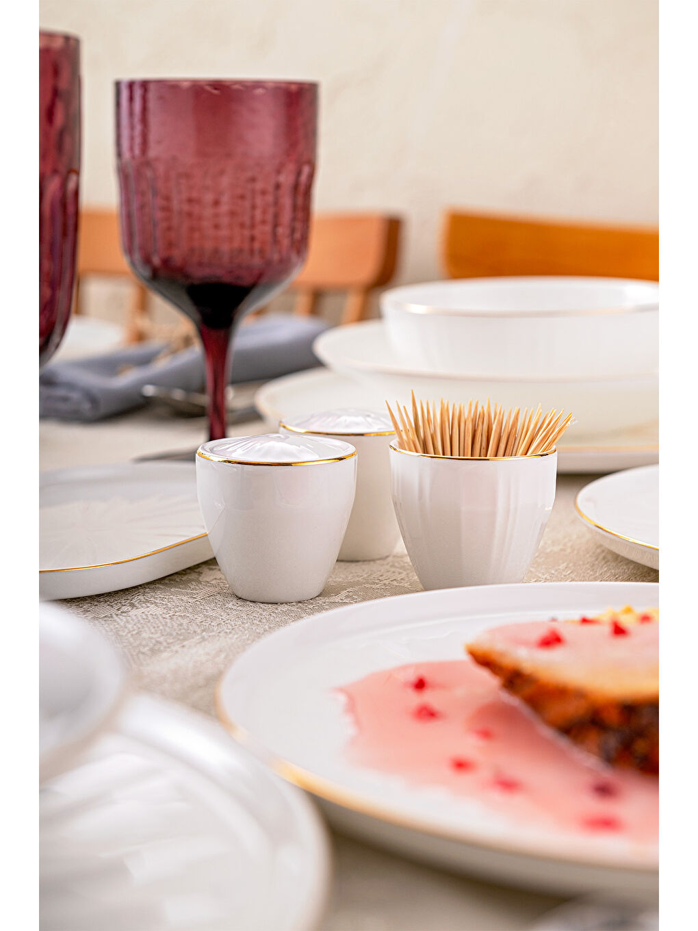 Beyaz Sirius Gold Fine Bone 59 Parça 12 Kişilik Yemek Takımı-4