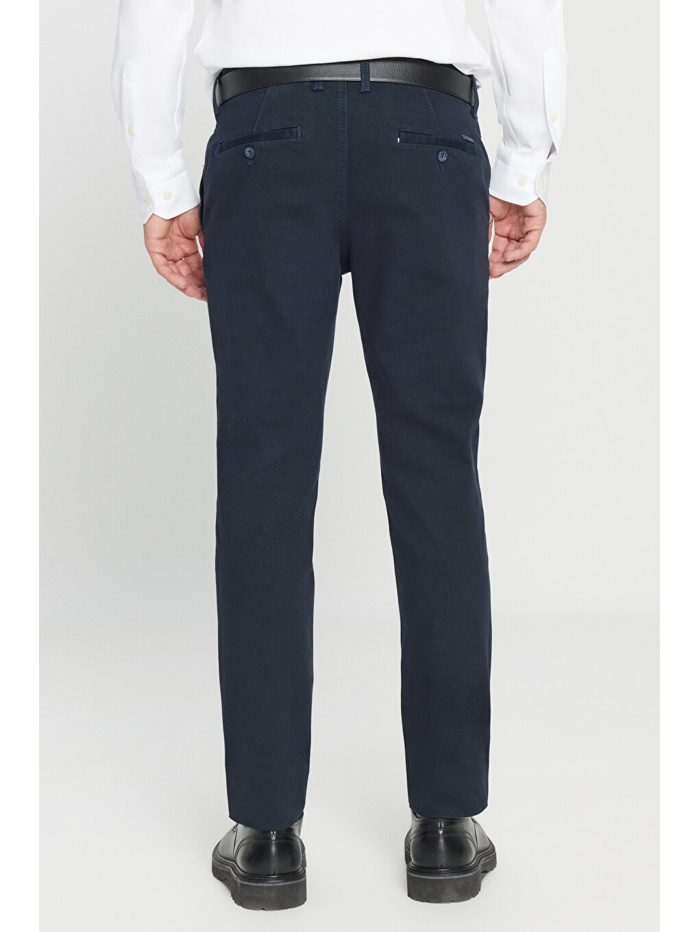 Erkek Lacivert Slim Fit Dar Kesim Yan Cep Pamuklu Esnek  Chino Pantolon-7