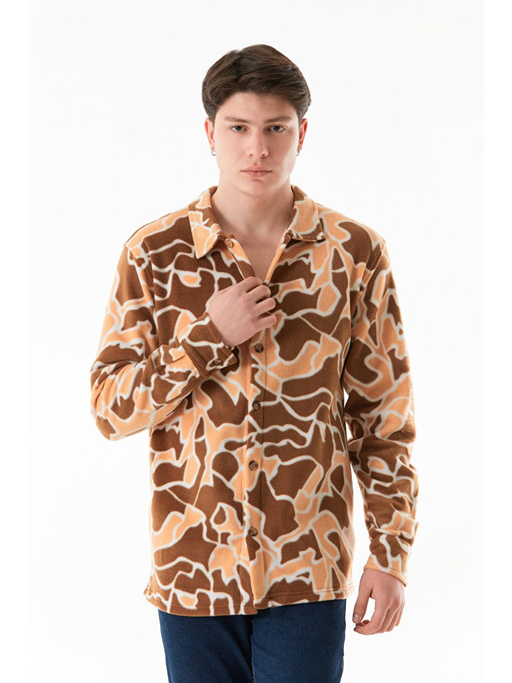 Sarı Desenli Polar Gömlek