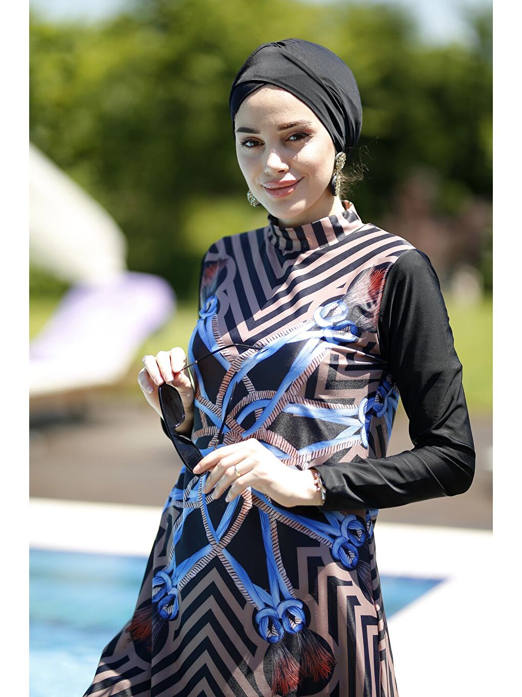 Siyah Tasarım Tam Kapalı Tesettür Mayo Halat Tasarım-1