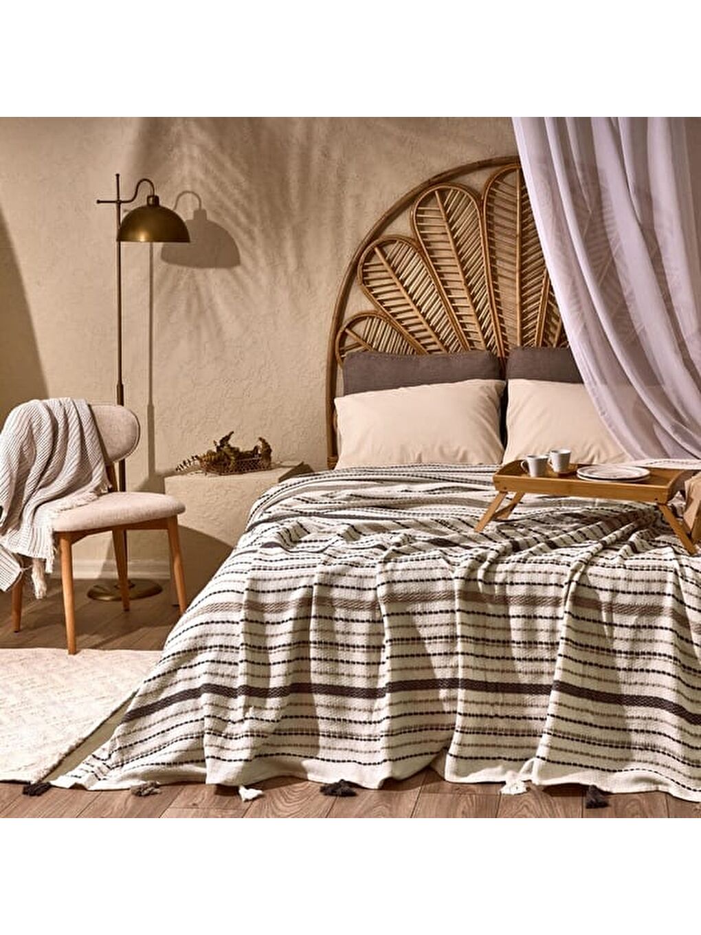 Soft Austin Çift Kişilik Yatak Örtüsü - Kahverengi - 220x240 cm