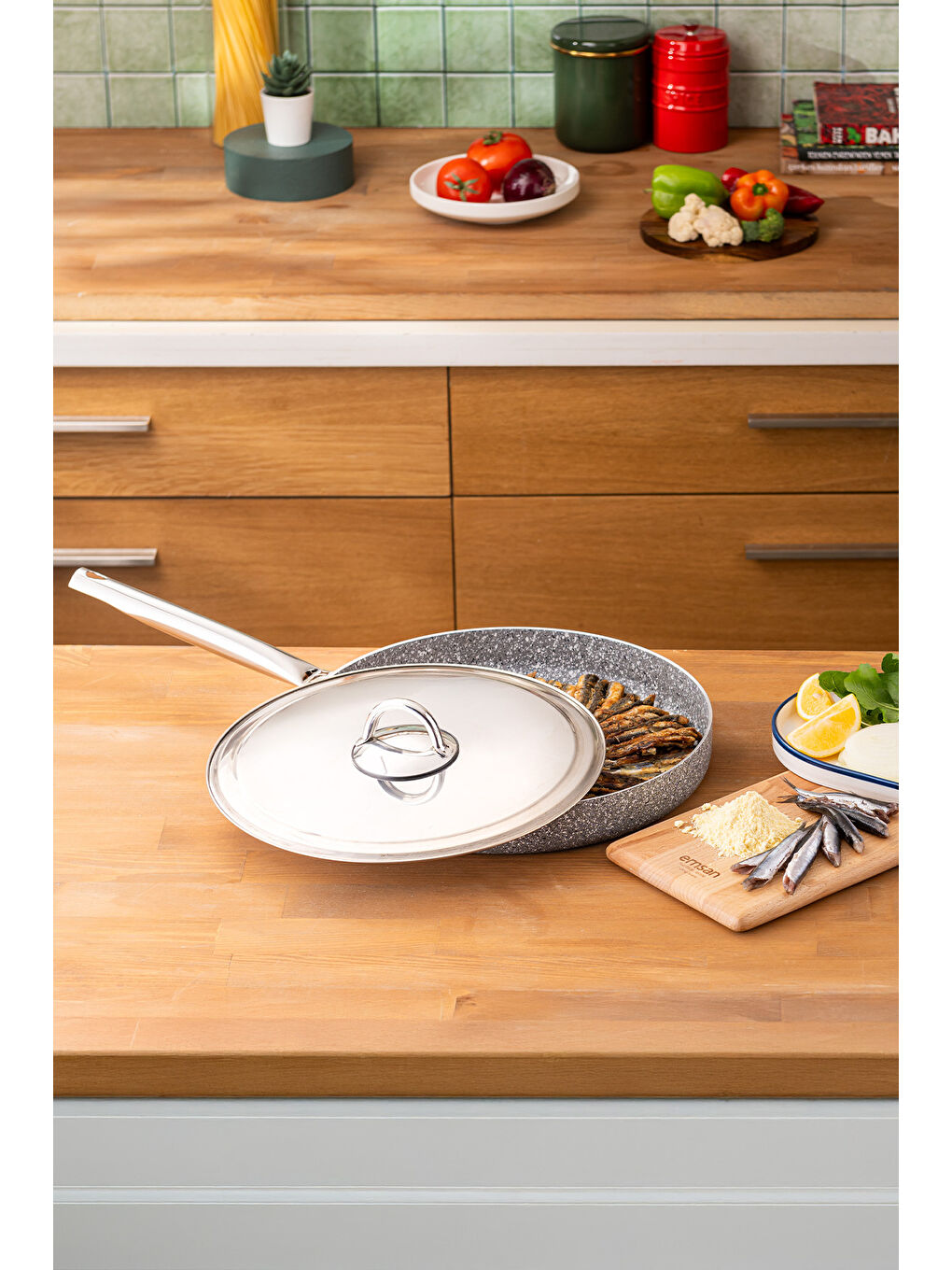 Gri Fishy Granit Balık Tavası 32 cm-4