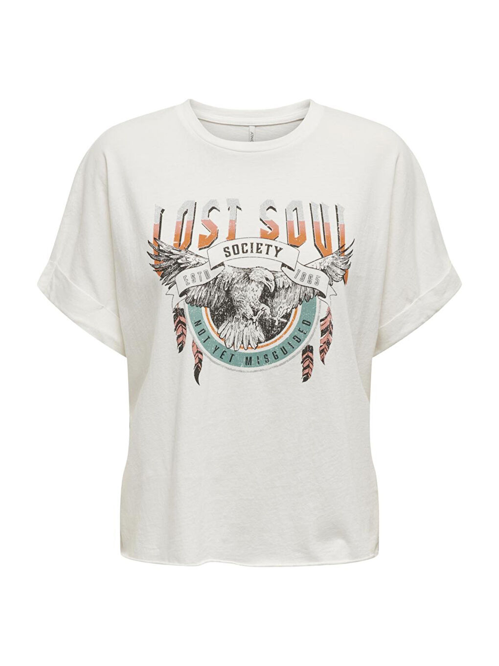 Ekru Onllucy Pamuklu Regular Fit Kadın T Shirt 15316637-5