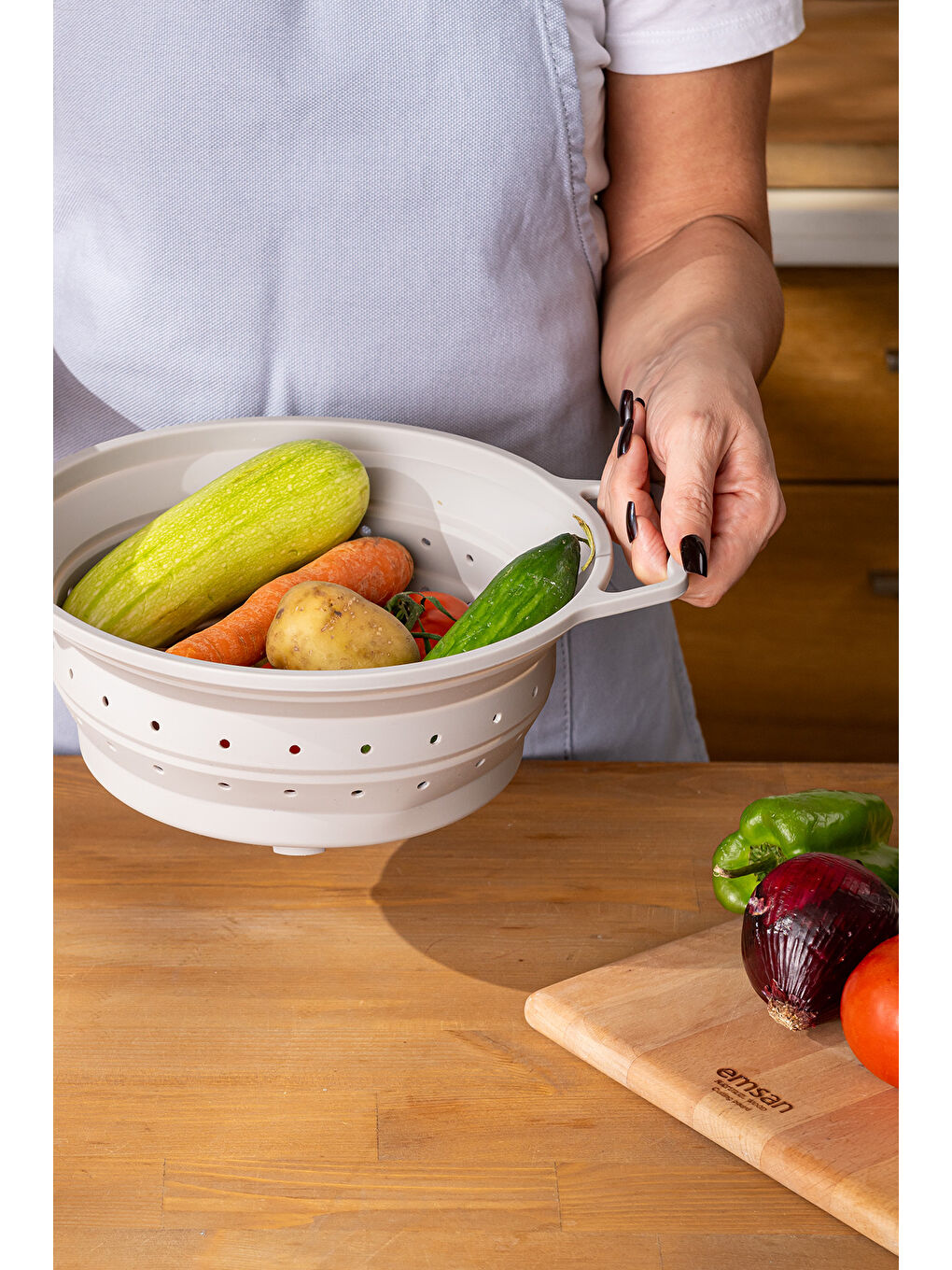 Gri Soft Katlanabilir Büyük Süzgeç-4