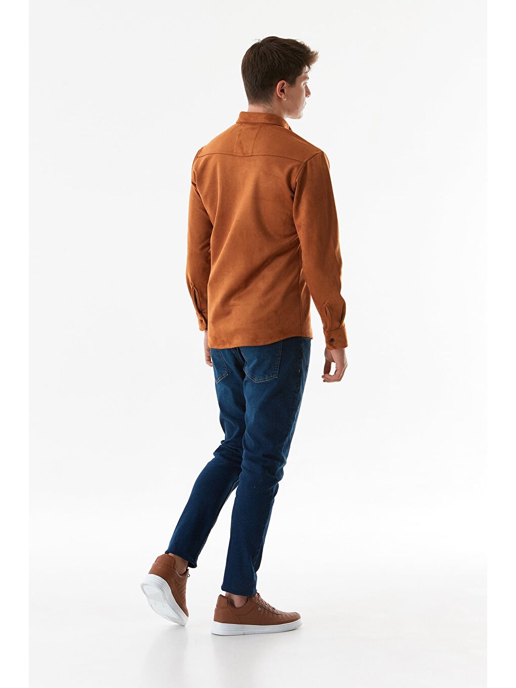 Kahverengi Süet Çift Cepli Çıtçıtlı Gömlek-3