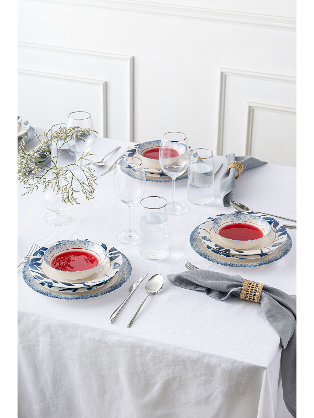 Beyaz Lilabelle 24 Parça 6 Kişilik Yemek Takımı Yuvarlak-5