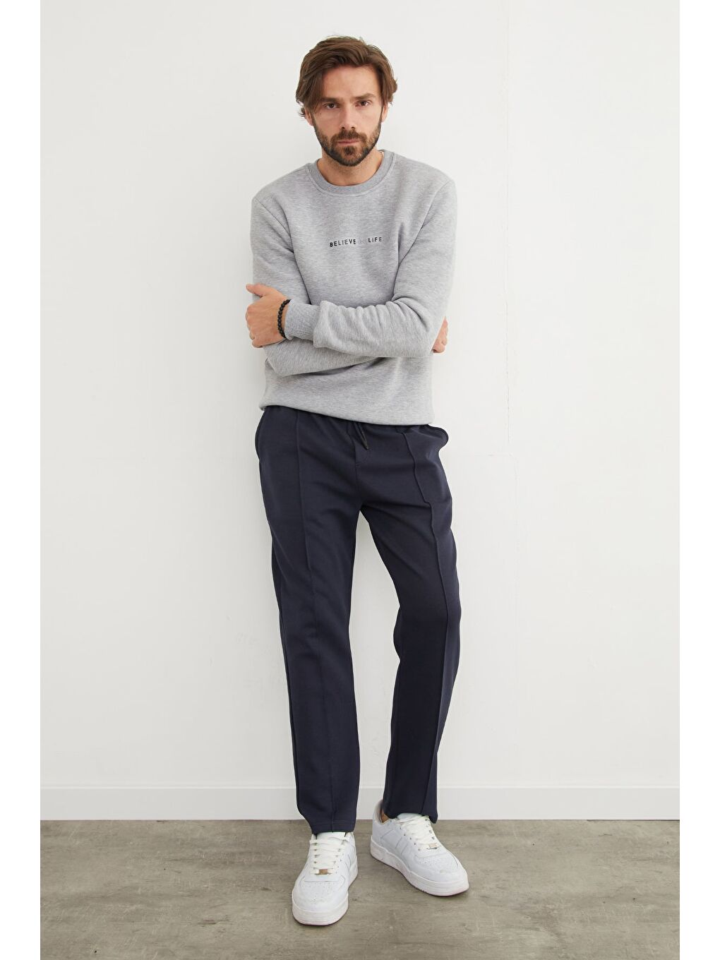 Lacivert Beli Bağlamalı Çimalı Jogger Pantolon