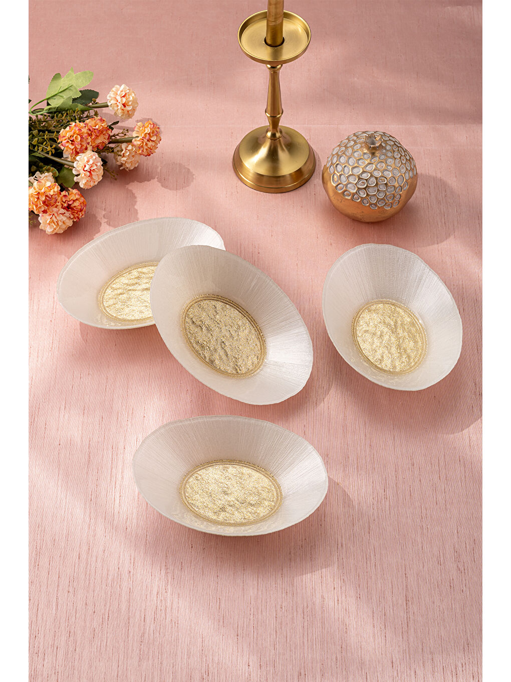 Sarı Golden 4 Parça Cam Gondol 21 cm-4