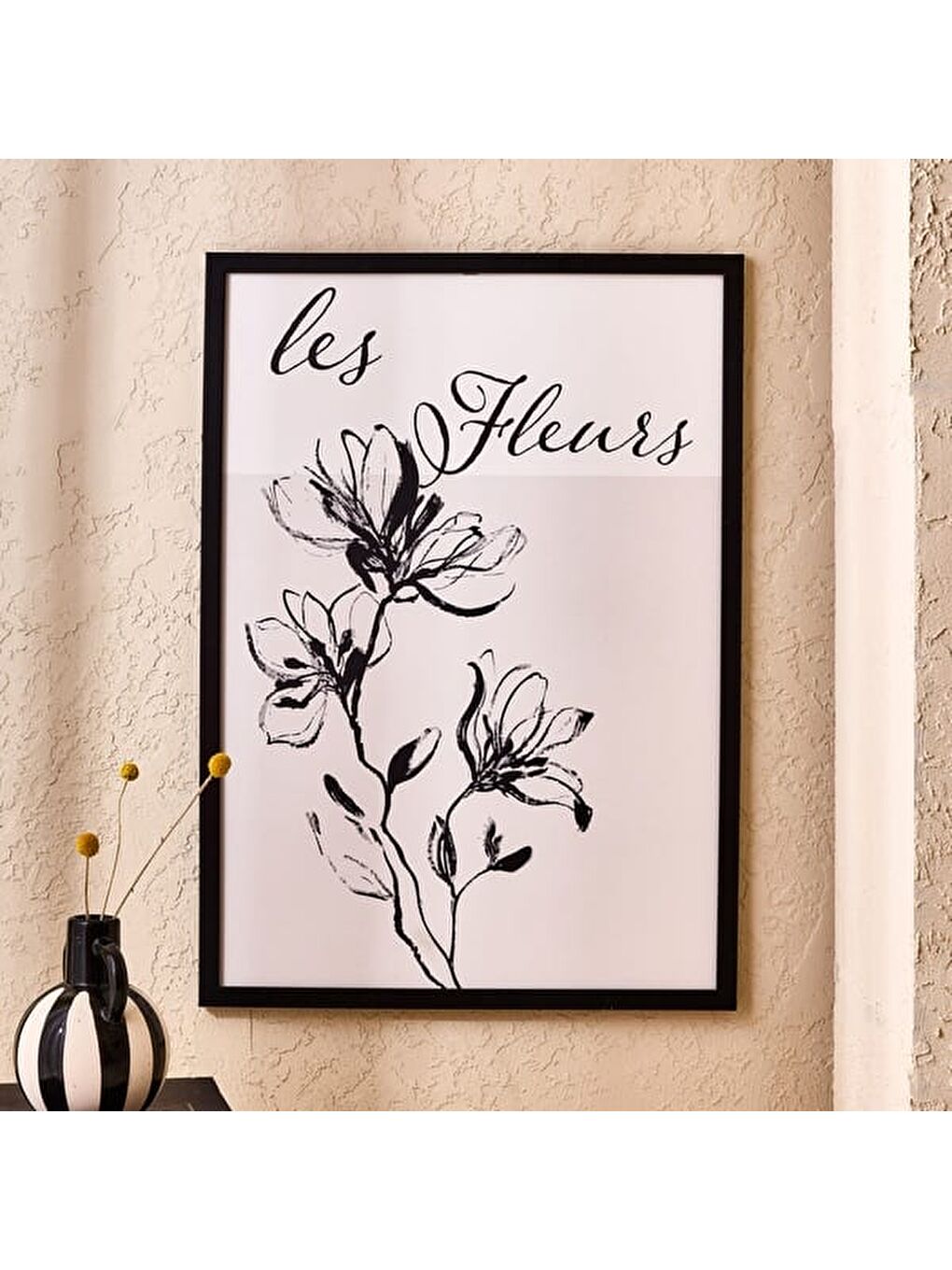 Deco French Cottage Les Fleurs Çerçeveli Tablo - Siyah - 50x70 cm