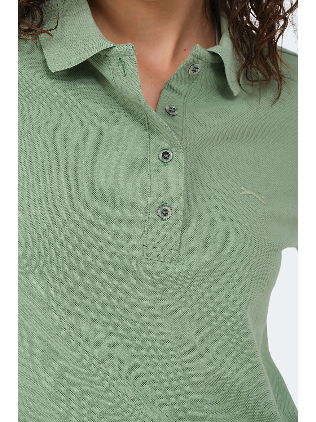 VERA I Kadın Polo Yaka Açık Yeşil Tişört-3