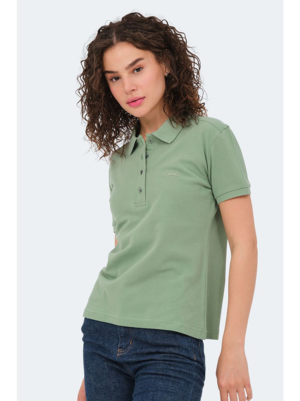 VERA I Kadın Polo Yaka Açık Yeşil Tişört-4