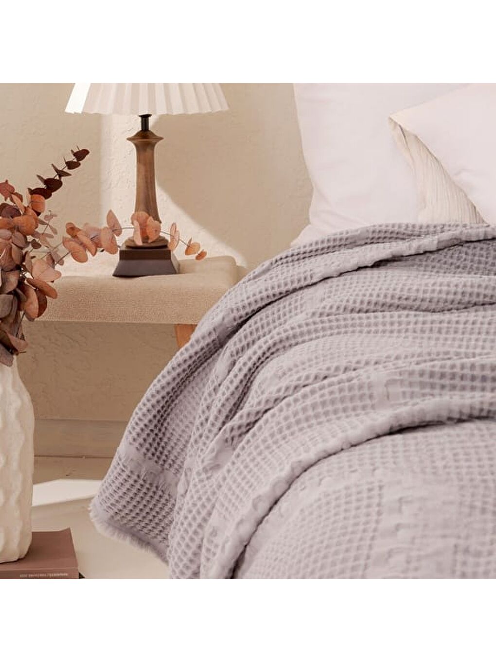 Soft Nako Çift Kişilik Yatak Örtüsü - Gri - 220x240 cm-4
