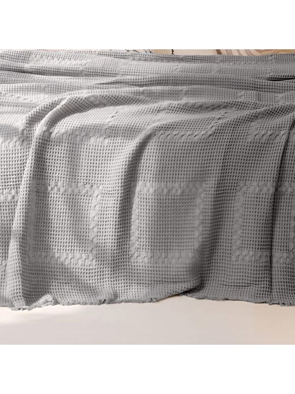 Soft Nako Çift Kişilik Yatak Örtüsü - Gri - 220x240 cm-5