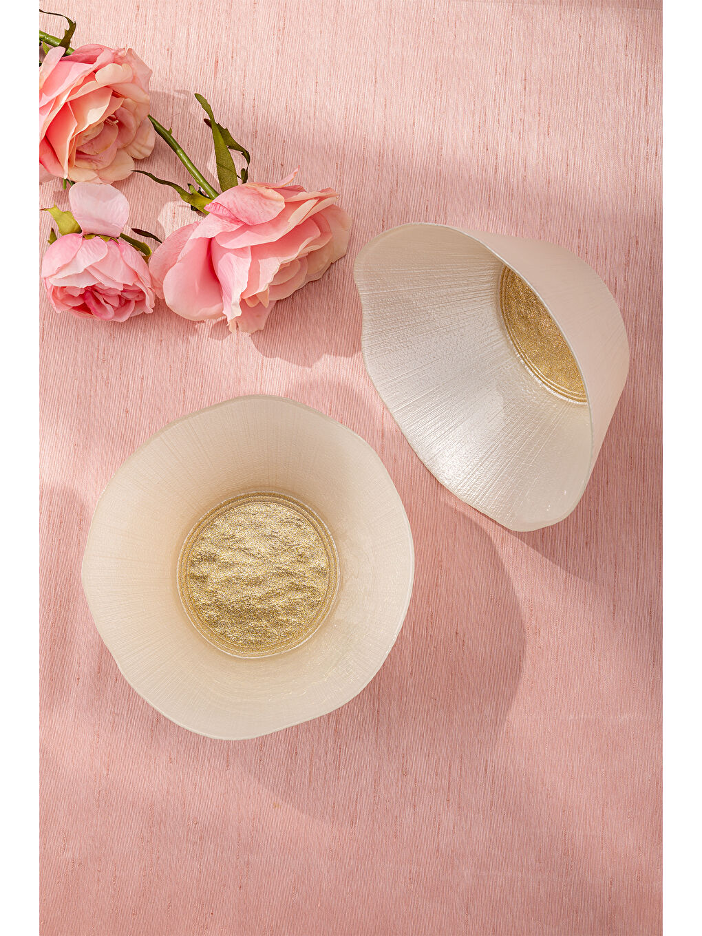 Sarı Golden 2 Parça Cam Konik Kase 21 cm-4