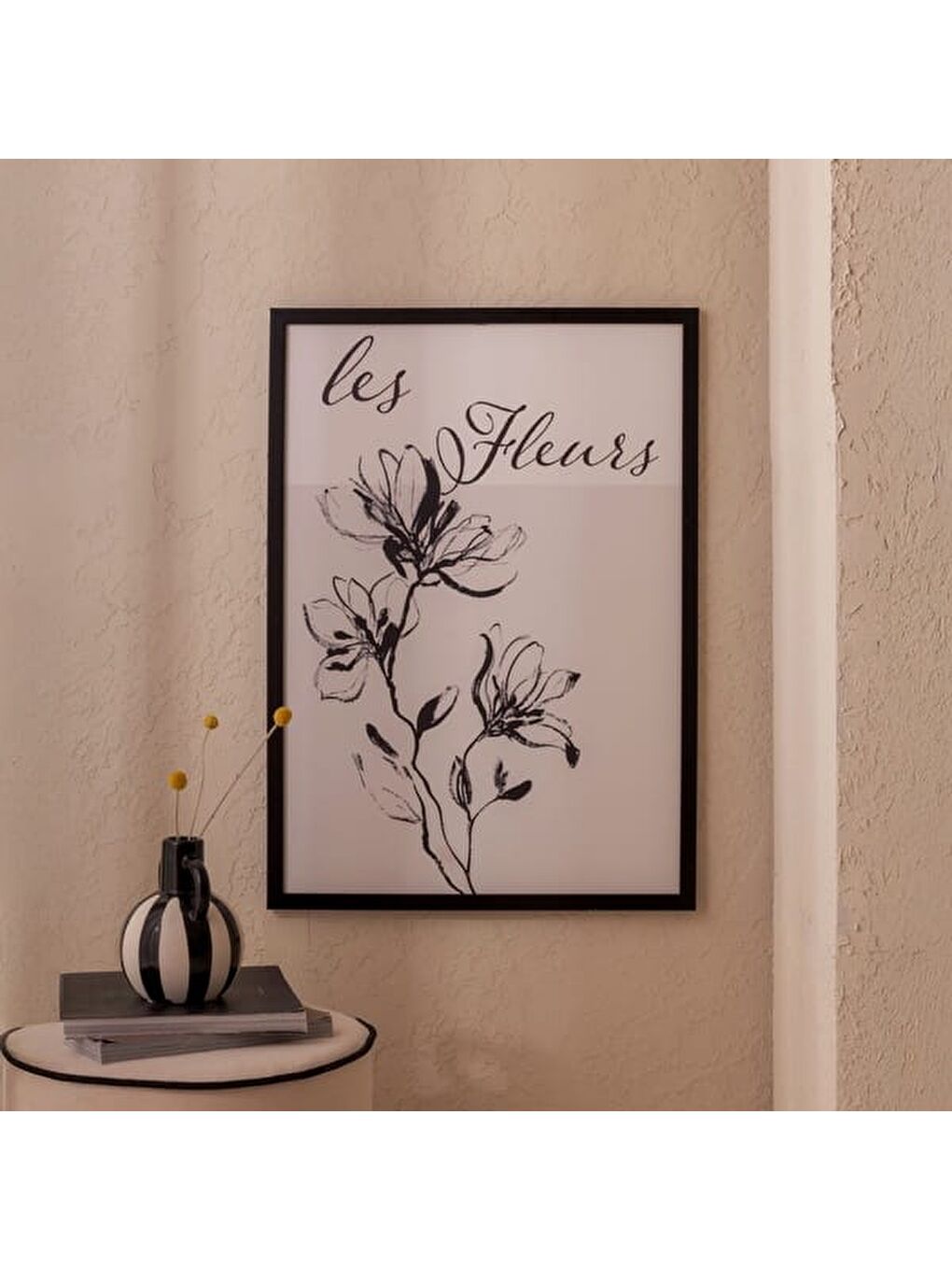 Deco French Cottage Les Fleurs Çerçeveli Tablo - Siyah - 50x70 cm-5