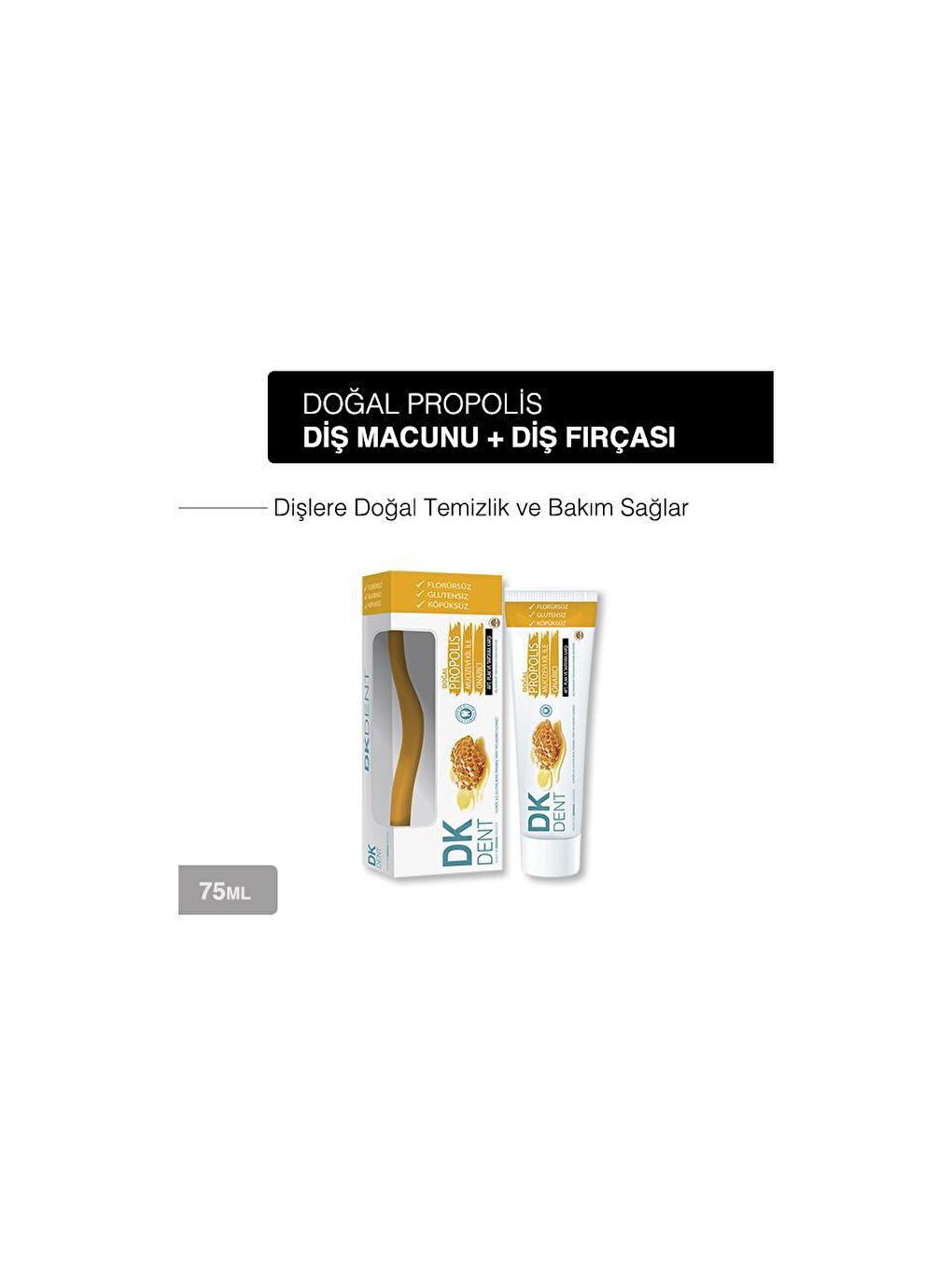 DERMOKIL Bej-Beyaz Propolis Florürsüz Diş Macunu 75 ml Diş Fırçası Hediyeli - 1