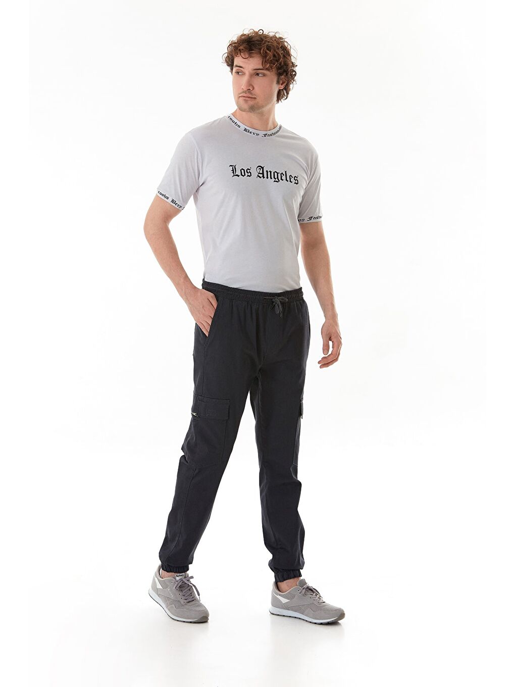 Antrasit Beli Lastikli Kargo Cepli Jogger Pantolon