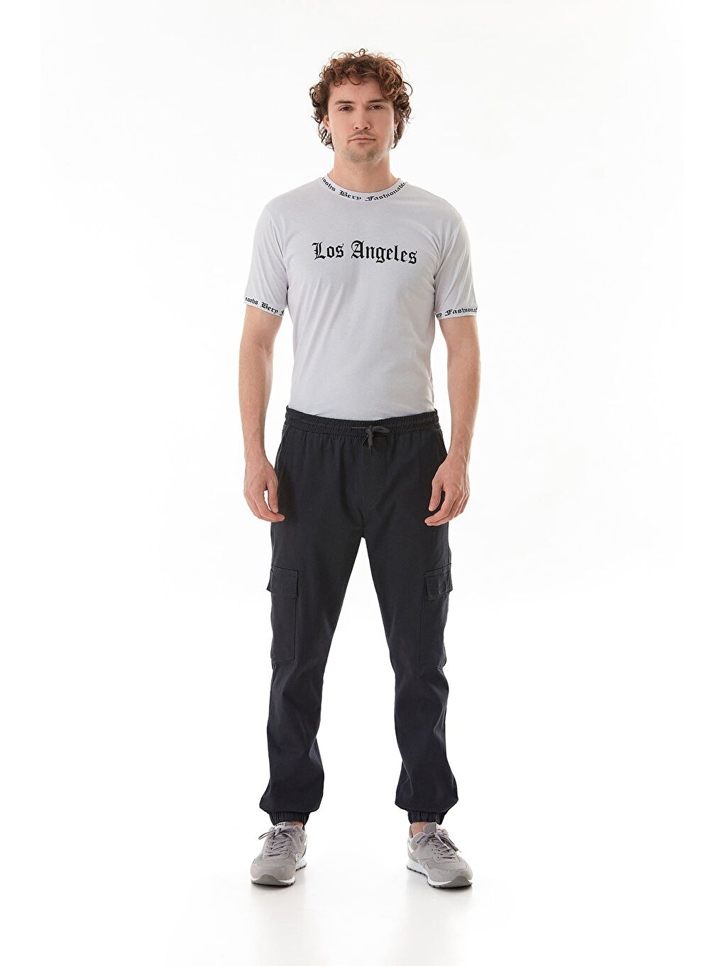 Antrasit Beli Lastikli Kargo Cepli Jogger Pantolon-2
