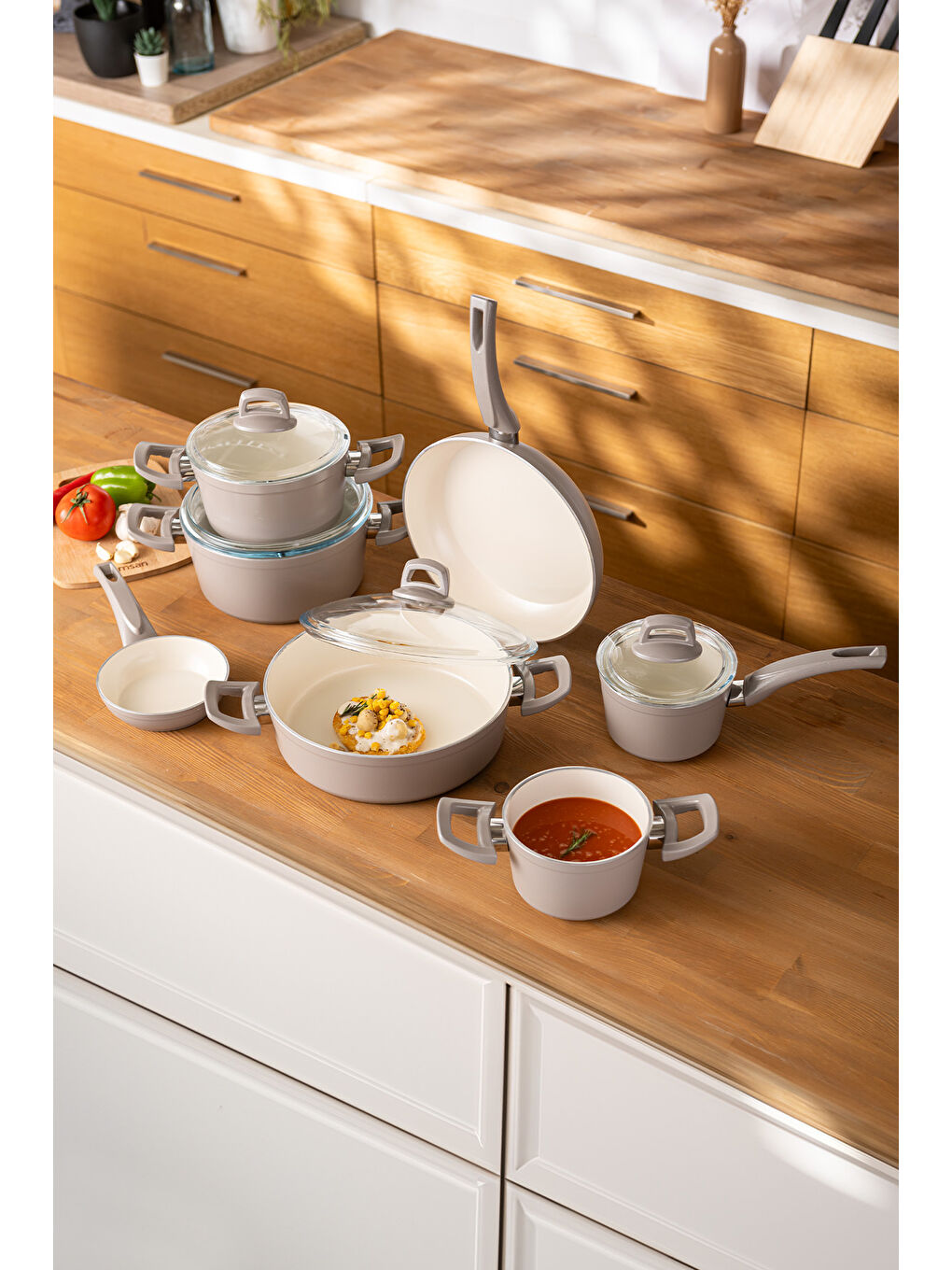 Crystal 11 Parça Tencere Seti Bej-4