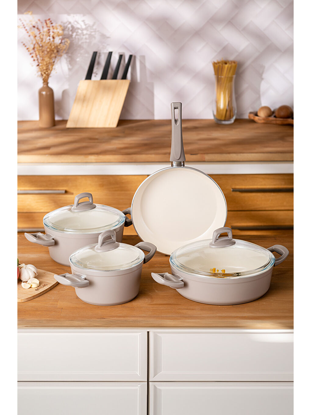 Crystal 7 Parça Tencere Seti Bej-5