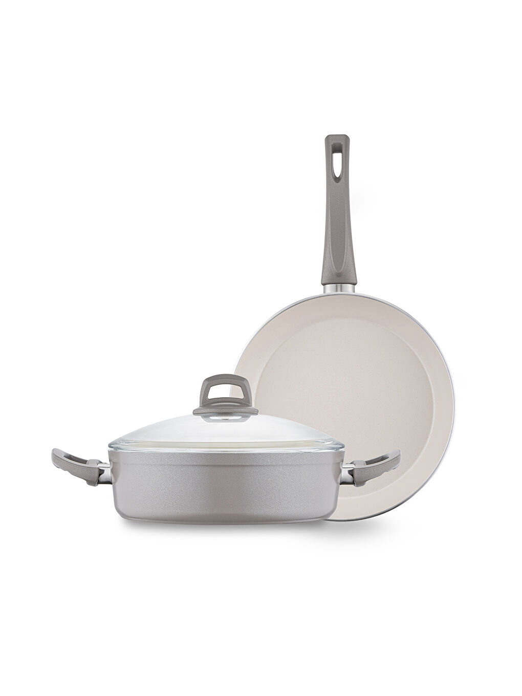 Crystal 3 Parça Tencere Tava Seti Bej-5