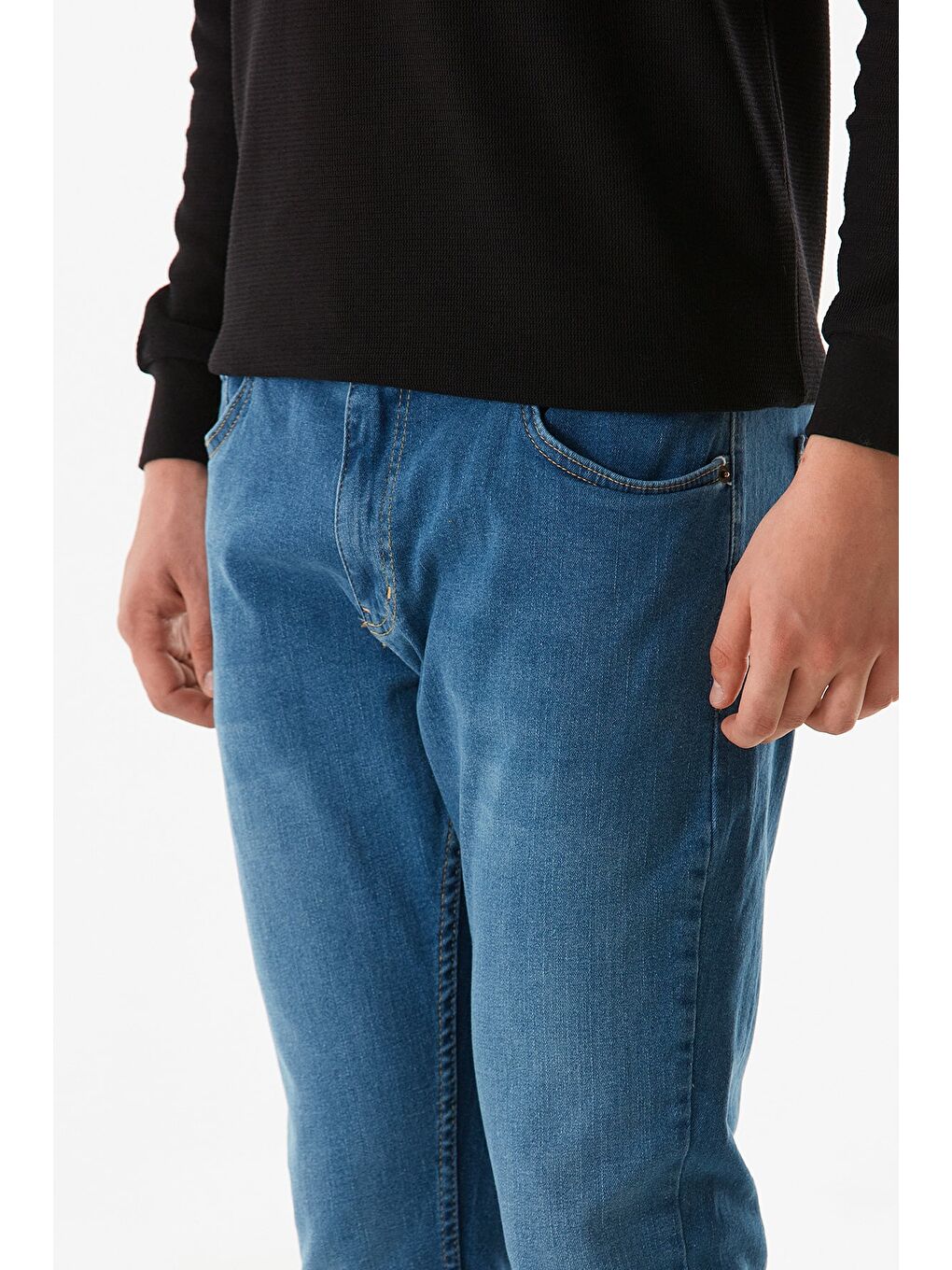 Mavi Fermuarlı Skinny Jean Pantolon-4