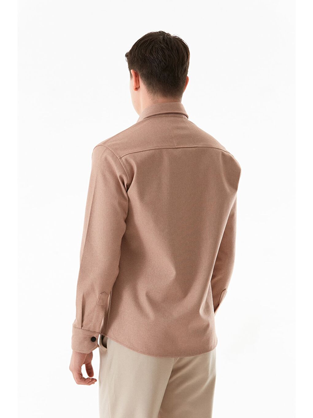 Bej Basic Çift Cepli Çıtçıtlı Gömlek-3