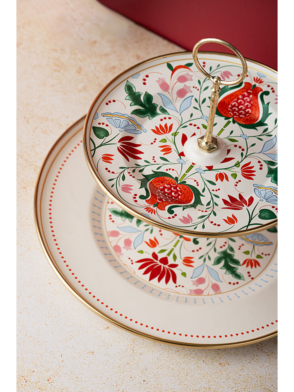 Beyaz Nar Emaye Katlı Kurabiyelik 21X29 cm-4