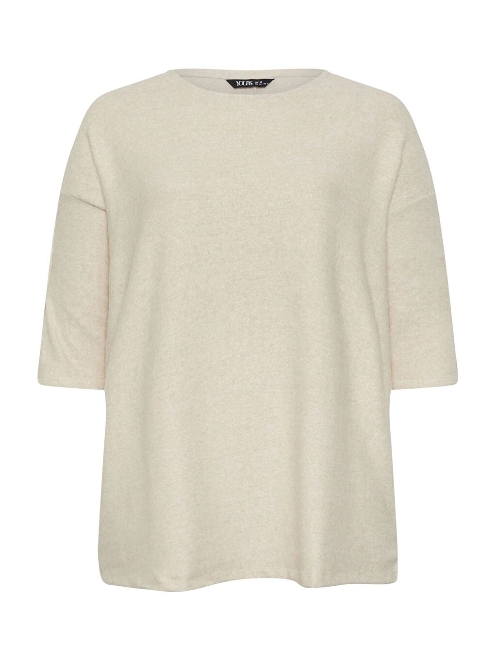 Bej Büyük Beden Yarım Kollu Düğme Detaylı Yumuşak Dokulu Kazak 303413-5