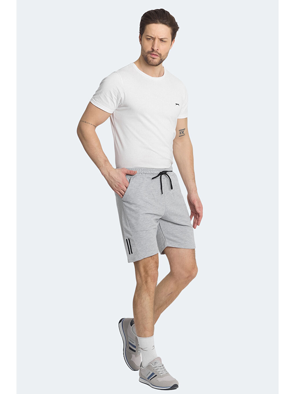 NASTYA IN Erkek Cepli Gri Şort-4