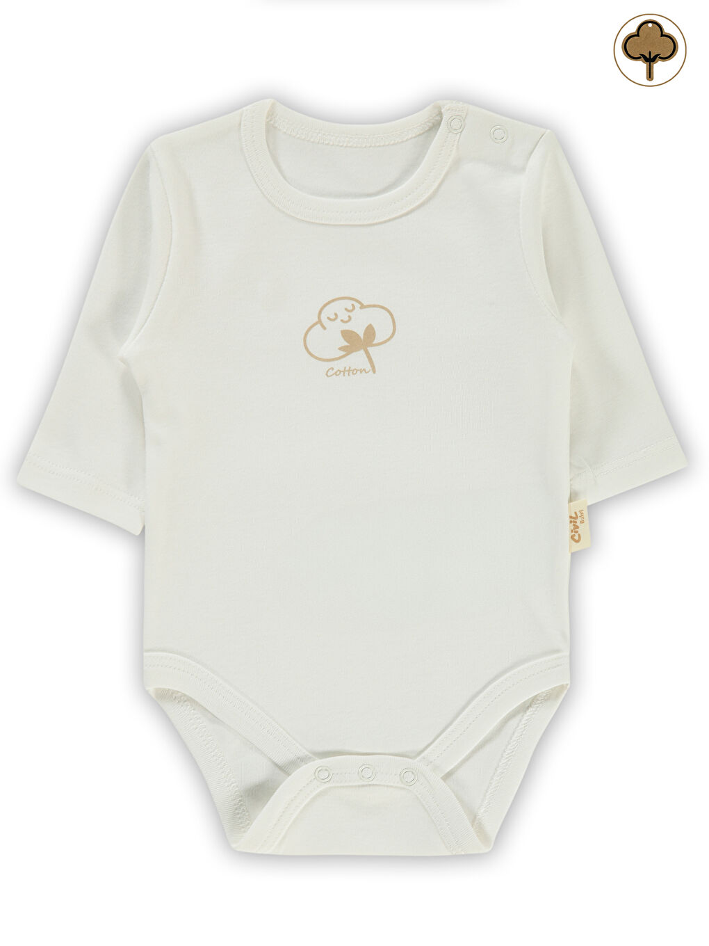 Baby Bebek Organik Çıtçıtlı Badi 0-18 Ay Ekru