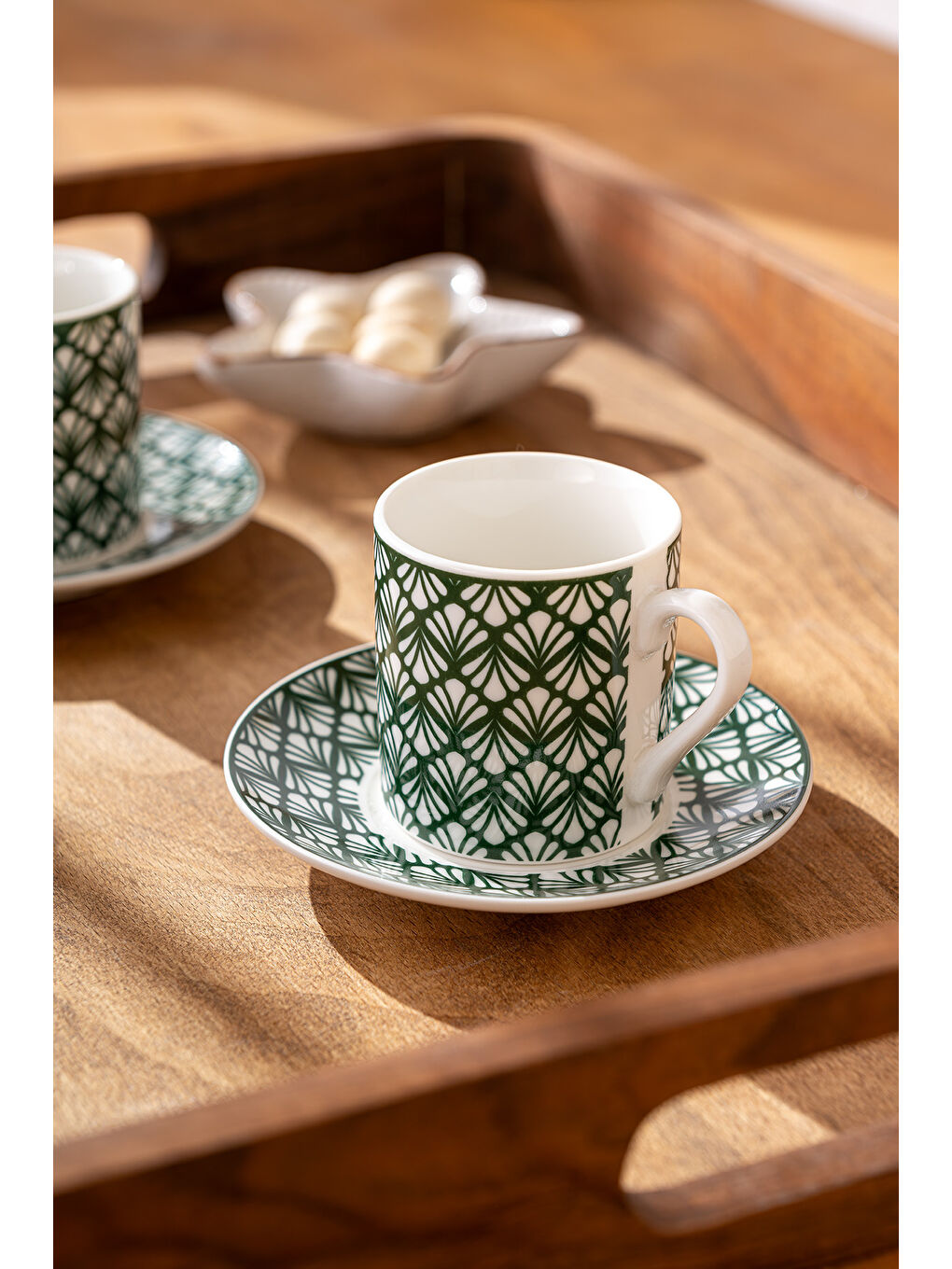 Beyaz Overland New Bone 2 Kişilik Kahve Fincan Takımı 90 ml Yeşil-4