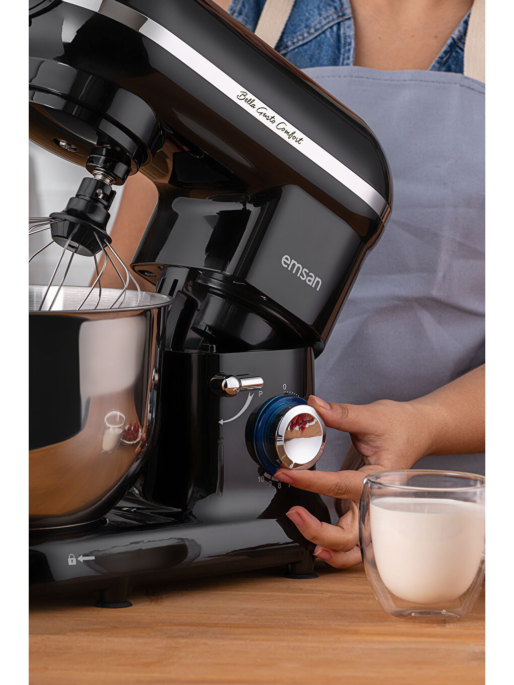 Bella Gusto Comfort Kıyma Çekme Aparatlı Hamur Yoğurma Makinesi Siyah 1300W 5,5L-4