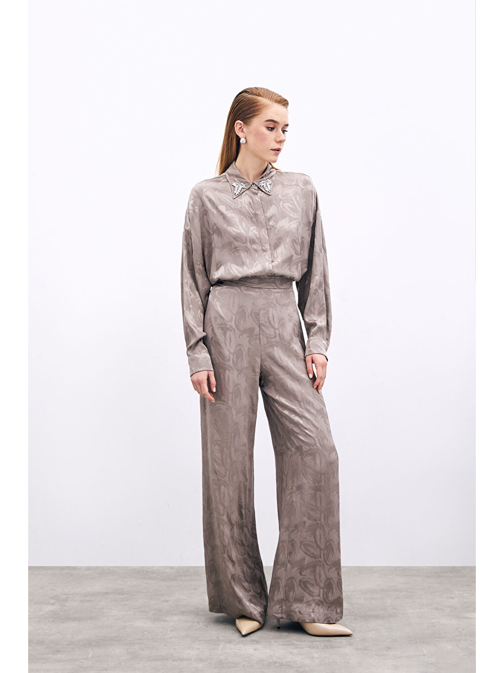 Bej Jakarlı Salaş Pantolon - Vizon-3