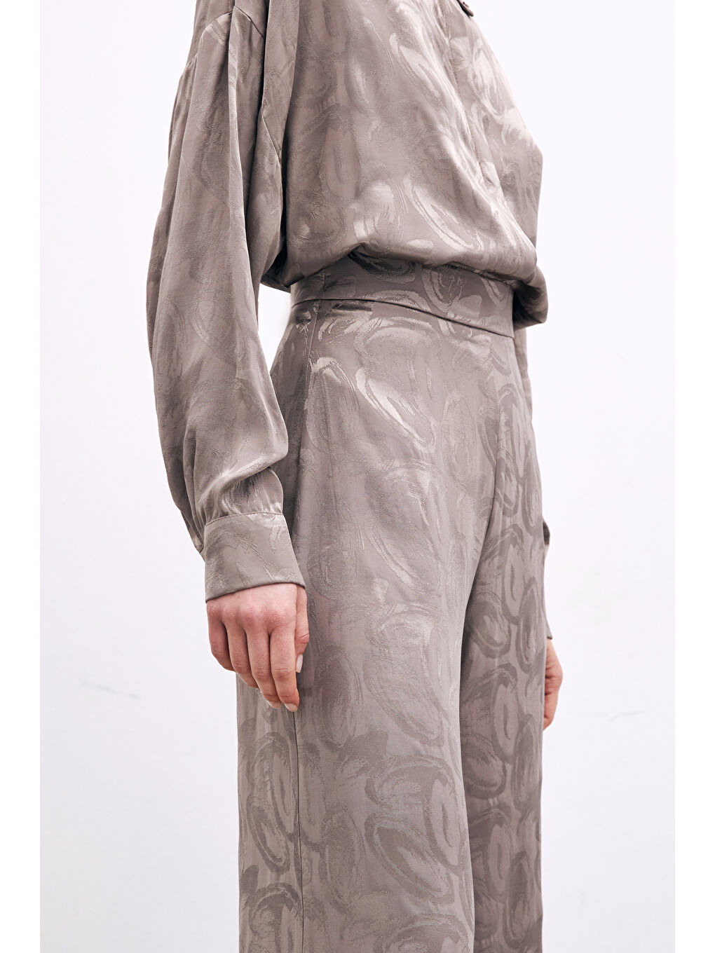 Bej Jakarlı Salaş Pantolon - Vizon-4