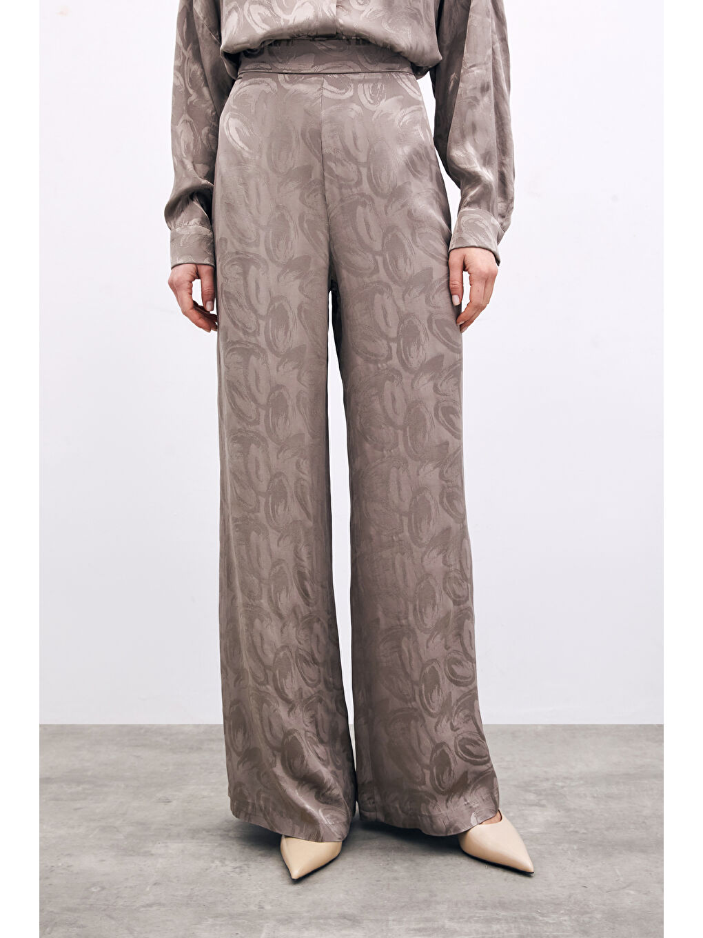 Bej Jakarlı Salaş Pantolon - Vizon-5