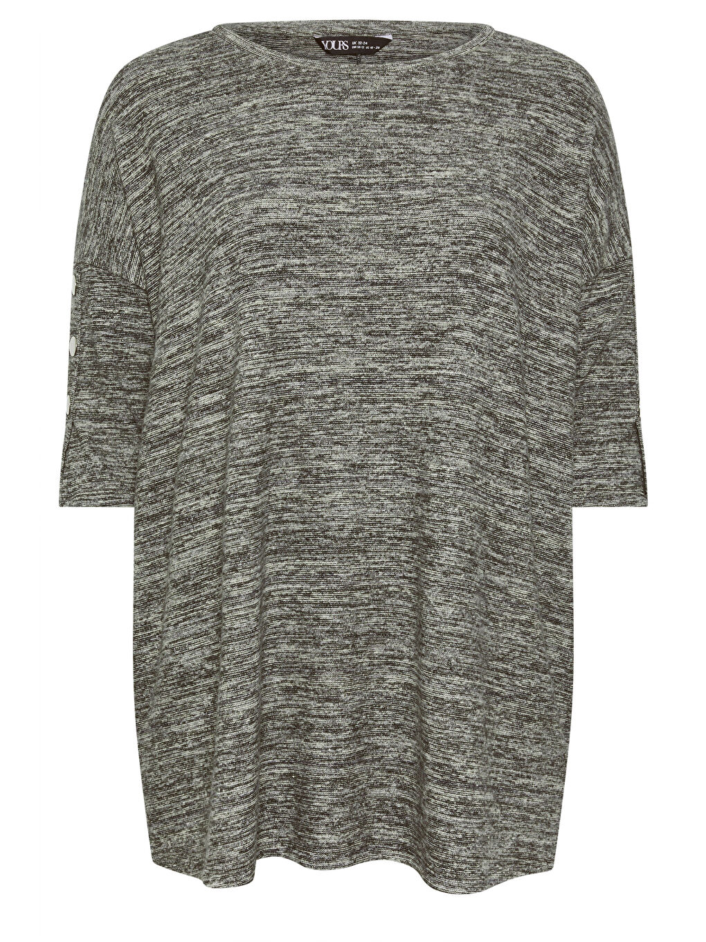 Gri Büyük Beden Yarım Kollu Düğme Detaylı Yumuşak Dokulu Kazak 302987-5