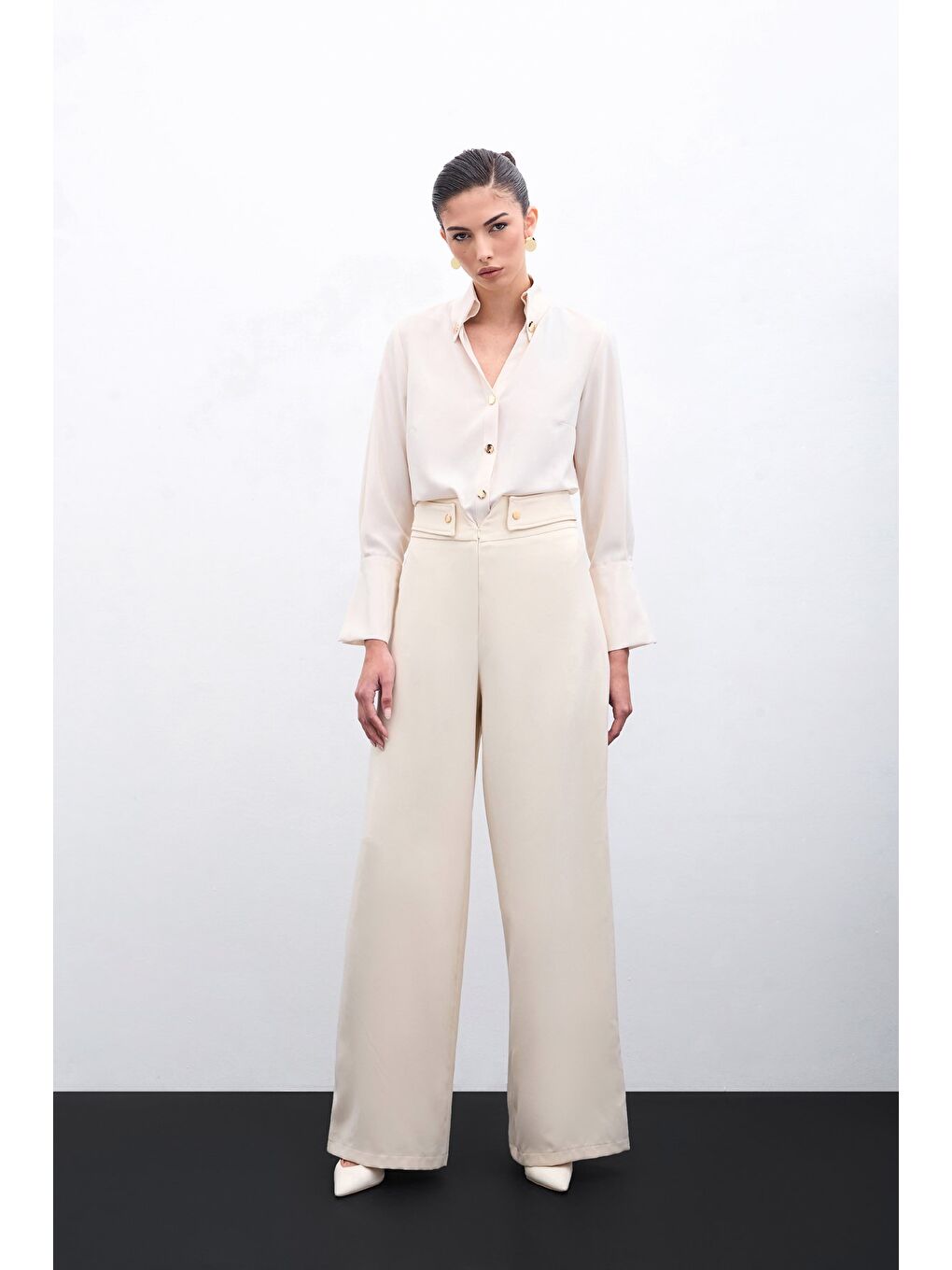 Bel Detaylı Pantolon - Bej