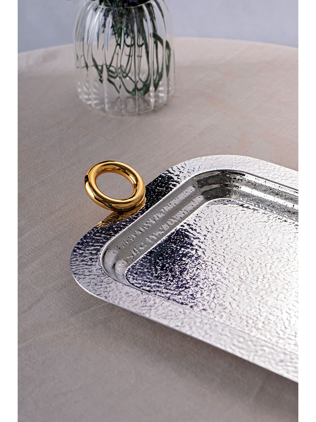 Gri Akasya Çay Tepsisi Gold-4