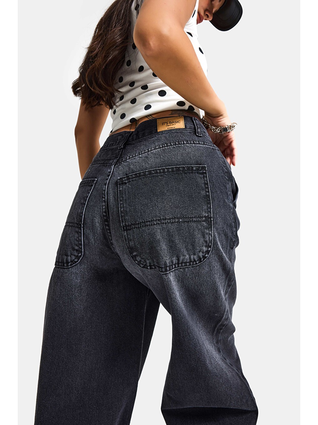 Gri Kadın Koyu Füme Renk Juniper Skater Fit %100 Pamuk Denim Jean-2