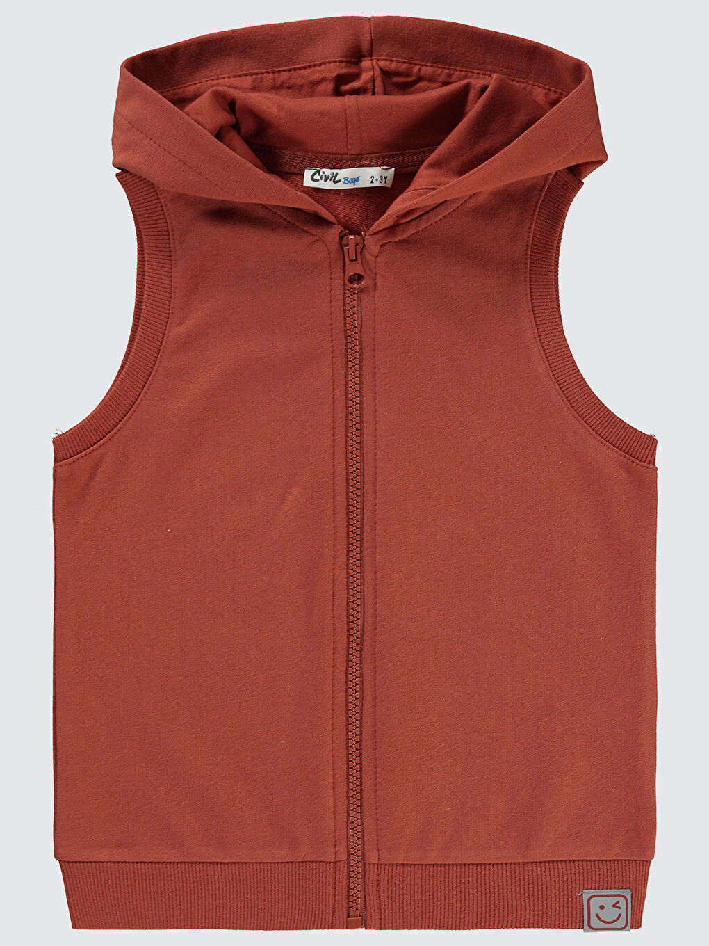 Turuncu Erkek Çocuk Kapüşonlu Yelek 2 5 Yaş Koyu Bakır