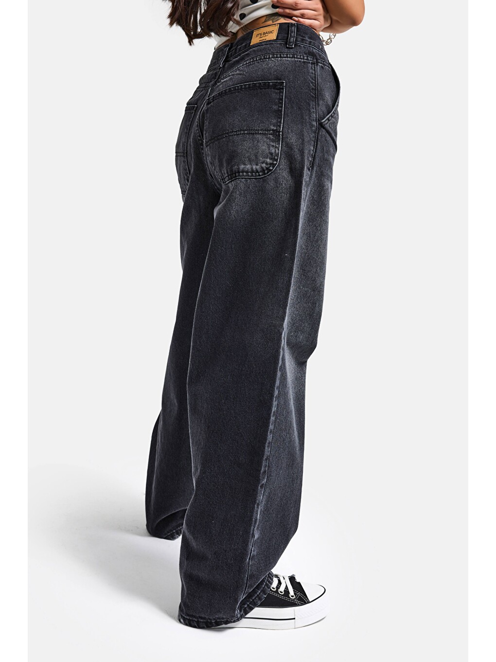 Gri Kadın Koyu Füme Renk Juniper Skater Fit %100 Pamuk Denim Jean-4