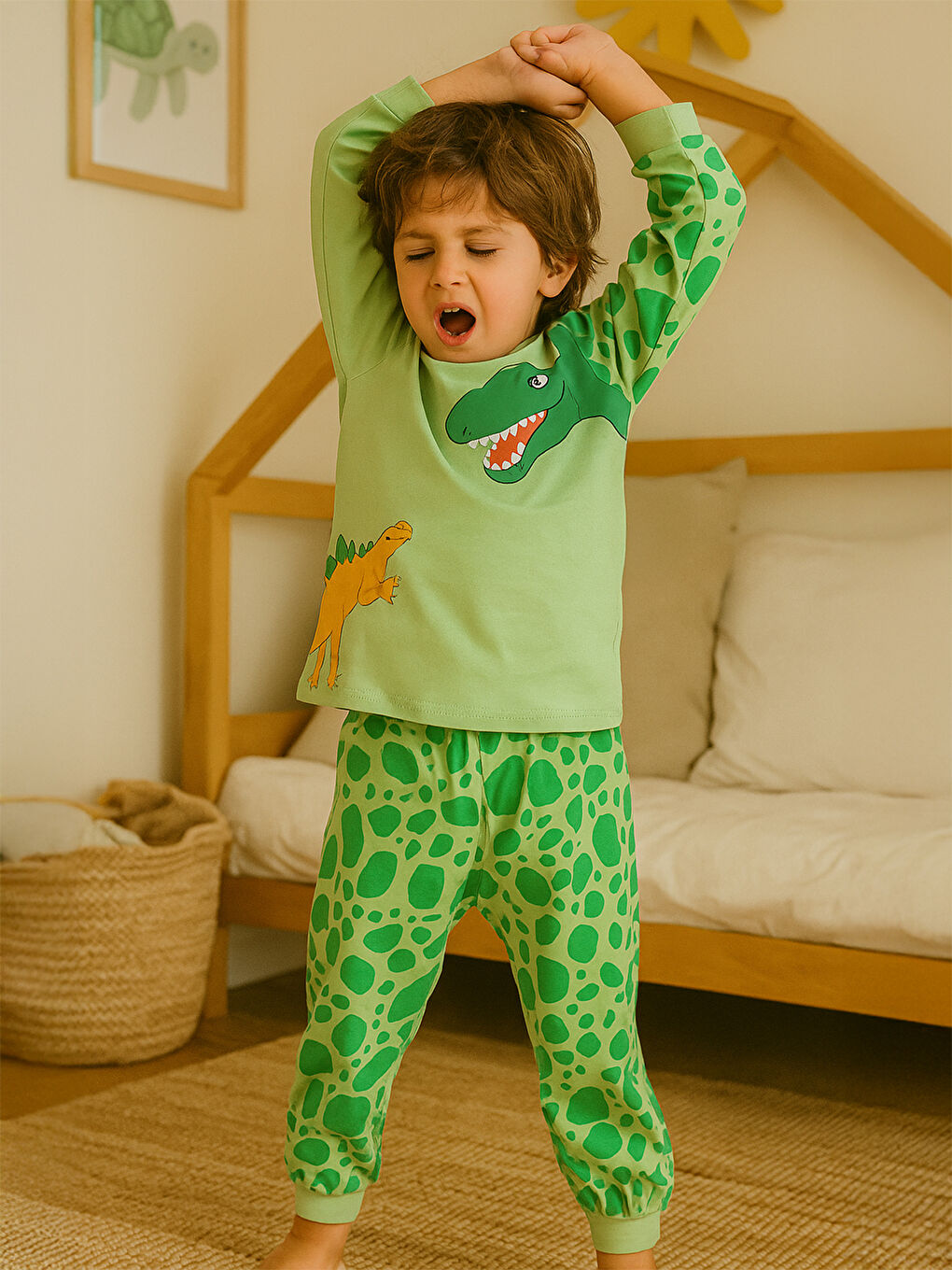 Erkek Çocuk Pijama Takımı 2-5 Yaş Soft Haki