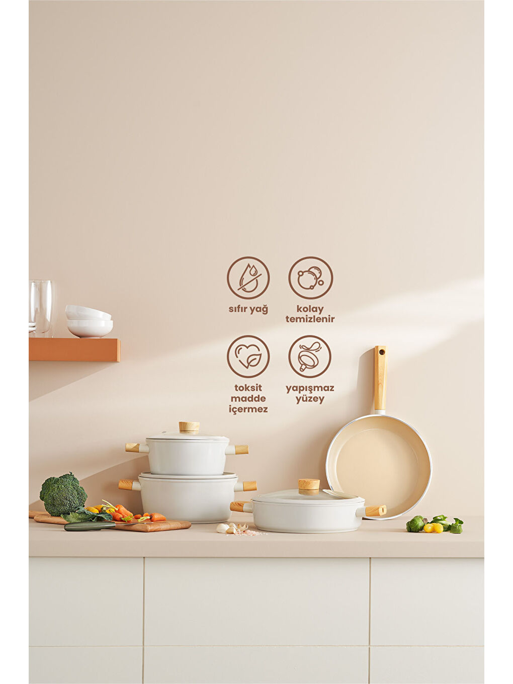 Beyaz Swiss Crystal 7 Parça Tencere Seti-4