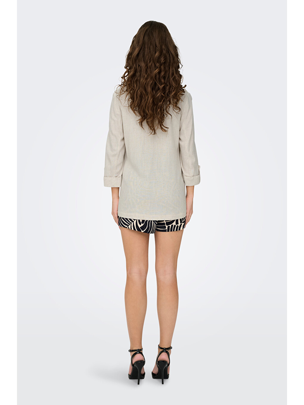 Bej Onlsiesta Keten Karışımlı Loose Fit Blazer Kadın Ceket 15322274-3