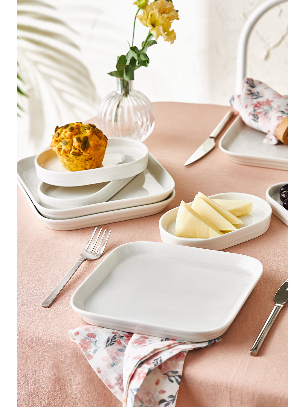 Yeni Mısra Porselen 12 Parça 6 Kişilik Kahvaltı Takımı Beyaz-4