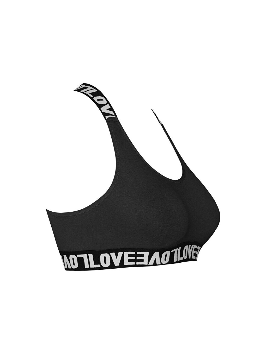 Siyah Pamuklu Sırtı Açık Çapraz LOVE Askılı Çıkarılabilir Kaplı Kadın Büstiyer-1