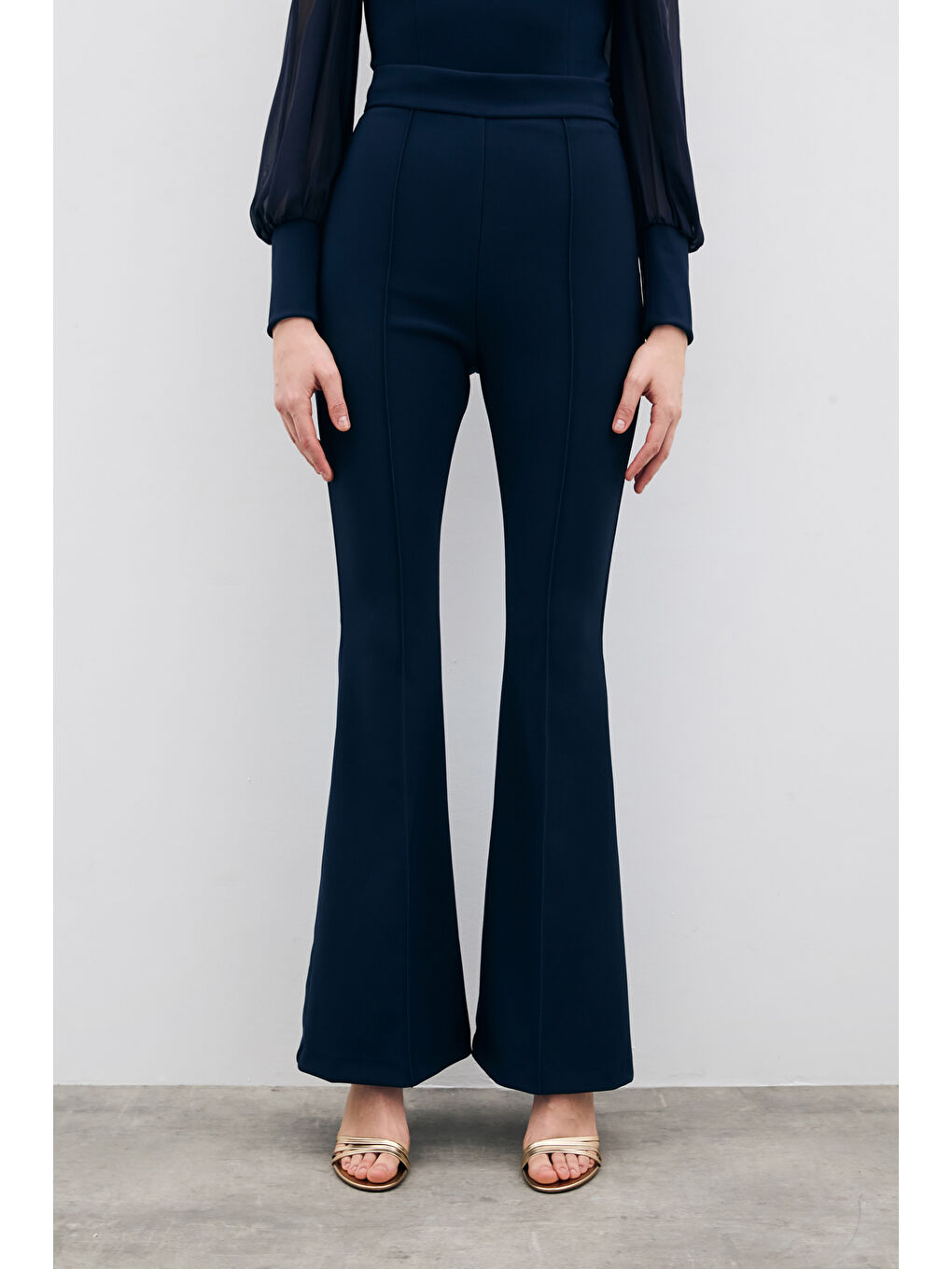 İspanyol Paça Pantolon - Lacivert-3
